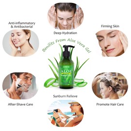 Cveenk Aloe Vera Gel, 300 ml, Organic Aloe Vera Cream for Dry Stressed Skin and Sunburn, Aloe Lotion After Sun, Natural Moisturiser for Face, Hair and Body