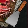Stainless Steel Grill Scraper 2PCS, with Wooden Handle, Slant Edge,
