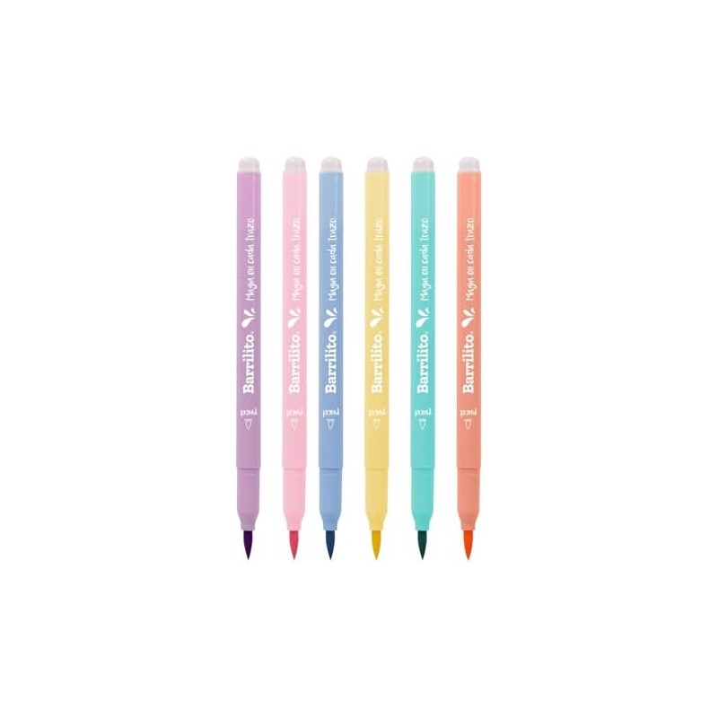 Barrilito Marcadores Pastel Punta Pincel Lettering 6 Piezas