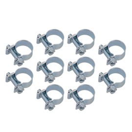LonESA 10-Pack Heavy-Duty Zinc-Plated Mini Hose Clamps, 24-26mm – Ideal for Fuel Injection Systems, Hydraulic Lines & More