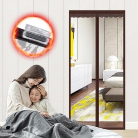 Transparent Magnetic Draft Stopper Wind Curtain - Vinyl Windbreak for Cold Weather, Home Entryway Red Brown Small