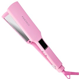 FoxyBae Flat Iron Hair Straightener - TRÉS Sleek 1.75" Wide Plate Titanium Flat Iron - Dual Voltage Portable Professional Hair Straightener Iron Hot Tools Locks Moisture & Shine - [Party Pink]