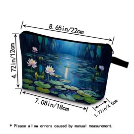 YULUENZE Lotus Flower Makeup Bag Cute Small Organizer Bag with Zipper Lotus Flower Cosmetic Bag Aesthetic Birthday Present for Women Sisters Friends