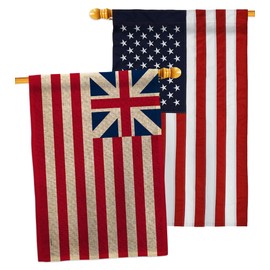 United States 1776–1777 Burlap House Flags Pack Americana Old Glory US American Country Particular North America USA Embroidery Small Decorative Gift Yard Banner Double-Sided Made In 28 X 40