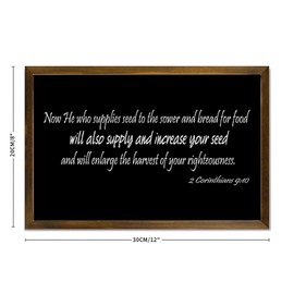 2 Corinthians 9:10 Now He Who Supplies Seed to Sower And Bread for Food Will Also Supply And Increas Wood Sign With Frame Rustic Wooden Framed Wall Art for Living Room Bedroom New Home Decor 12x8