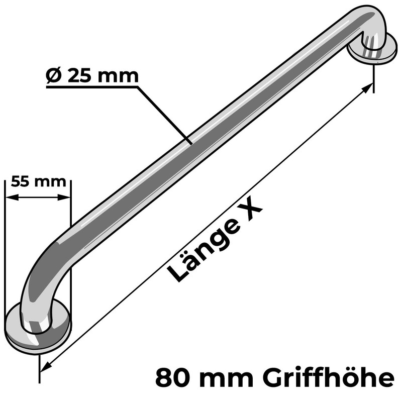 STAHLIA® Grab Rail for Showers Handle Diameter 25 mm Bathroom