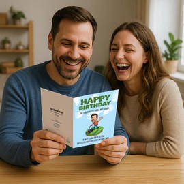 Oscar Finks Funny Birthday Card, Lawn Stripes Design, A5 Size with Envelope, Blank Inside #1870