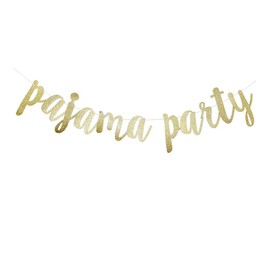 Pajama Party Gold Glitter Banner for Pajama Theme Party Sign Garlands Supplies