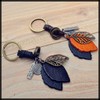 White Fang AZ145 Keychain, Leather, Stylish, Retro, Charm, Leaf, Keyring,
