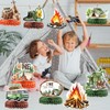 9 PCS Camping Honeycomb Centerpieces with Fake Campfire, Camping Table