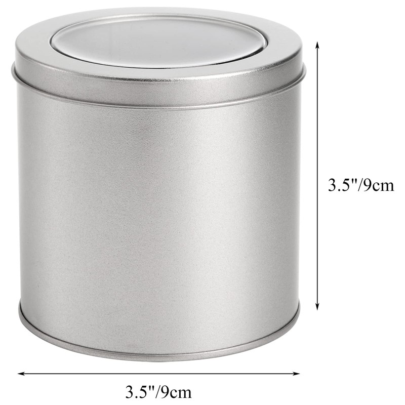 Tosnail 6 Pack Round Metal Tins Canister with Window Top