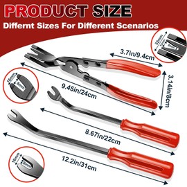 Keze 7 Pcs Auto Plastic Trim Removal Pry Tool & Clip Plier Remover Kit for Removal Car Body Upholstery Door Panel Dashboard Automotive Push Rivets Fasteners-Red