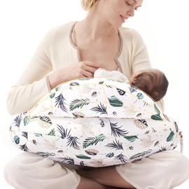 Momcozy Innovative Safety Guard Nursing Pillow for Breastfeeding- Wider Feeding Pillows for More Support for Mom & Baby- Easier Nursing & Hand Free- Fit for All, Removable Cotton Cover
