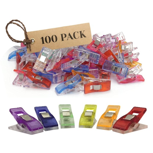 PERFORMORE 100 Pack of Multipurpose Sewing Clips and Quilting Clips, Multicolored Magic Clips and Fabric Clips for Sewing Quilting Crafting Hanging, Extremely Durable Clips for All Kinds of Crafts