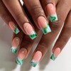 SINHOT Square Press on Nails Medium - Green White Crocodile