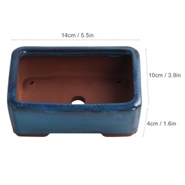 Bonsai Planter 5.5" Small Glazed Pots Succulent Set of 2 + 2 Soft Mesh Drainage Screens