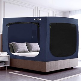 RIYDH Bed Tent Twin Bed Canopy Tents - Portable Dream Tent for Kids and Adult Indoor Sleeping Tents 93% Blackout with 3 Doors Breathable Big Space Tents