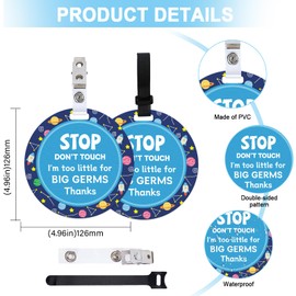 ORIGACH 2 Pack Stop Do Not Touch Baby Signs, Outer Space Don't Touch Thanks Baby Car Seat Sign or Stroller Tag with Hanging Strap and Clip, No Touching Baby Carrier Tag for Preemie Newborn