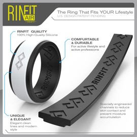 Rinfit Silicone Rings for Men - Mens Silicone Wedding Bands - Infinity Ring with 2 Layers - Rubber Wedding Rings for Men - RinfitAir Collection - Set #1, Size 8