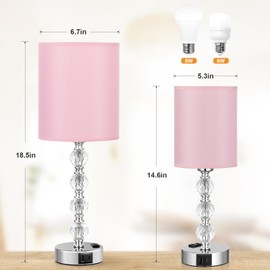 Acaxin Touch Bedside Crystal Lamps for Bedrooms Nightstand with USB C+A Charging Port and AC Outlet White, 3 Way Dimmable Silver Large End Side Table Lamp for Living/Guest/Dinning Room/Kitchen