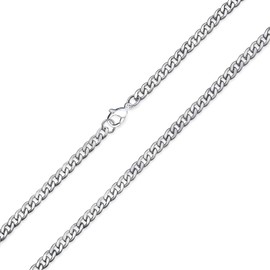 Heavy Duty Biker Jewelry Men Solid Curb Link Chain Necklace Silver Tone Stainless Steel 20 Inch 4MM