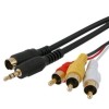 Generic S-VIDEO + 3.5mm Audio TO 3-RCA Compostie AV Cable for Laptop TV (6ft) - Black