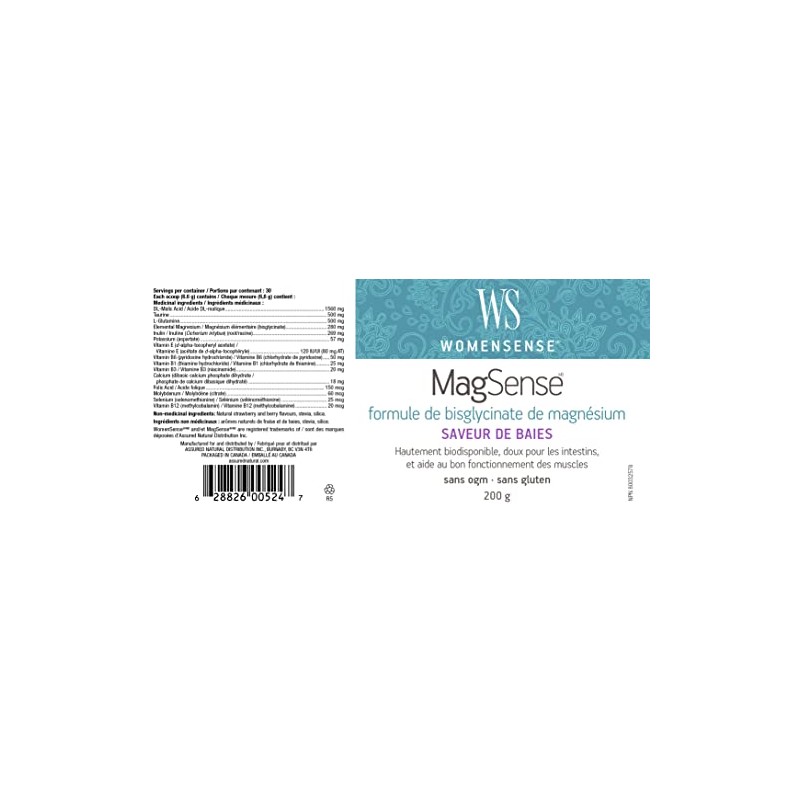 Preferred Nutrition WomenSense MagSense Magnesium Bisglycinate Formula, Highly Bioavailable Berry