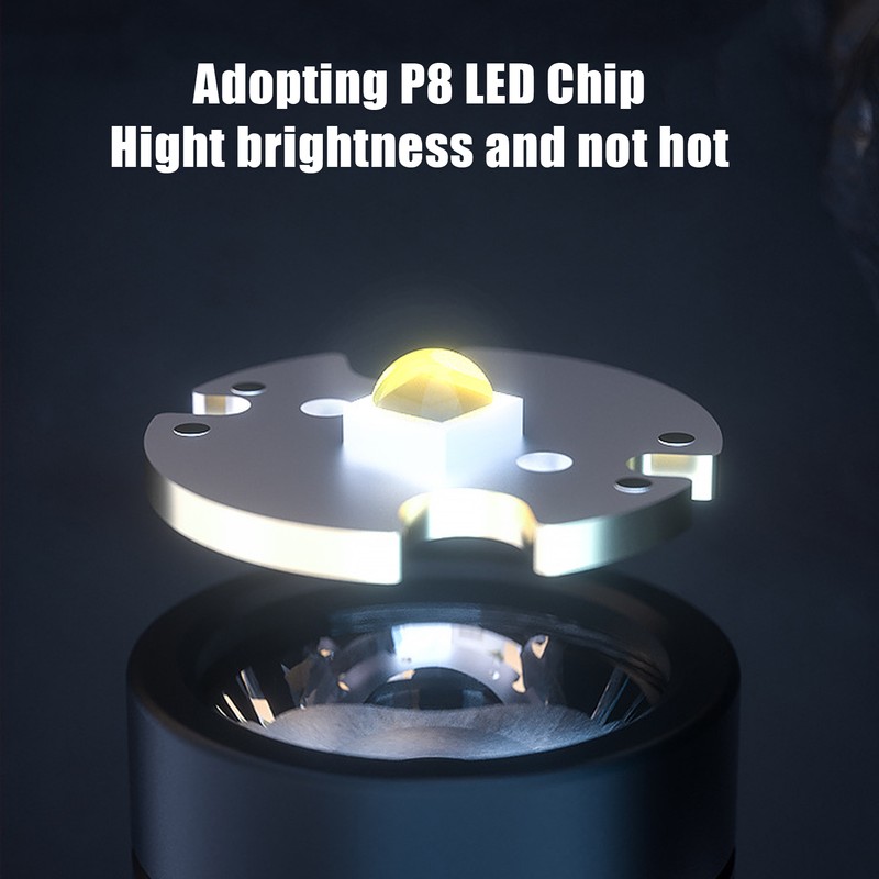 LED Flashlight Built in 1800mAh Lithium Battery IPX6 Waterproof Torch