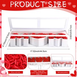 Thiccywoov Mother's Day Gift Mom Letters Box with 30 Scented Flowers Fillable Mom Flower Box Birthday Mom Gift Box for Valentine's Day, Mother's Day, Birthday Gift(White Box, Red Flower)