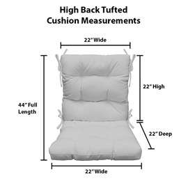 RSH DECOR: Tufted High Back Seat Cushion | 44” x 22” | All-Weather Spun Fabric | Water and Fade-Resistant | Outdoor Chair Cushion for Patio Furniture | Black & White Stripe