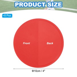 PATIKIL Spot Markers 4 Inch, 6 Pcs Non-Slip Floor Dots Agility Markers Flat Field Cones Poly Dots for Gym PE Speed Training Dance Soccer Basketball Sports, Red