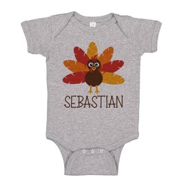 TATY Kids Turkey Sebastian Baby Infant One Piece Bodysuit 6 Months Heather Grey