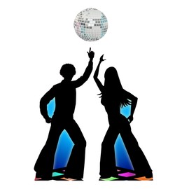 SC2184 Disco Couple with Disco Ball Silhouette Cardboard Cutout Standee Standup
