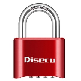 disecu® 4 Digit Combination Lock Outdoor Padlock, Heavy Duty Locker Lock, Waterproof Combo Lock for Gym Locker, Hasp Storage, Shed, Fence, Gate (Red)