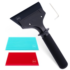 FOSHIO Small Squeegee for Window Cleaning, Shower Glass Doors, Heavy Duty Metal Handle with 3PCS Different Hardness Rubber Squeegee Blades Window Tint Kit, Car Squeegee Ice Scrapers for Car Windshield