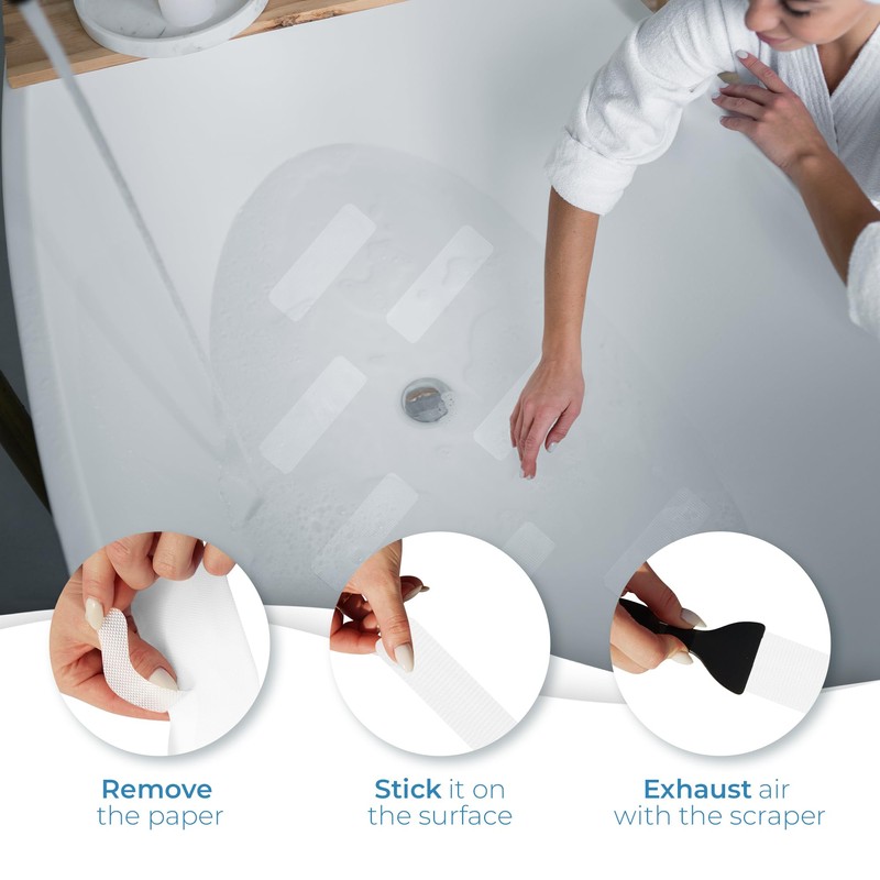 Clear Bloom Anti Slip Shower Stickers 24 PCS, White Non-Slip