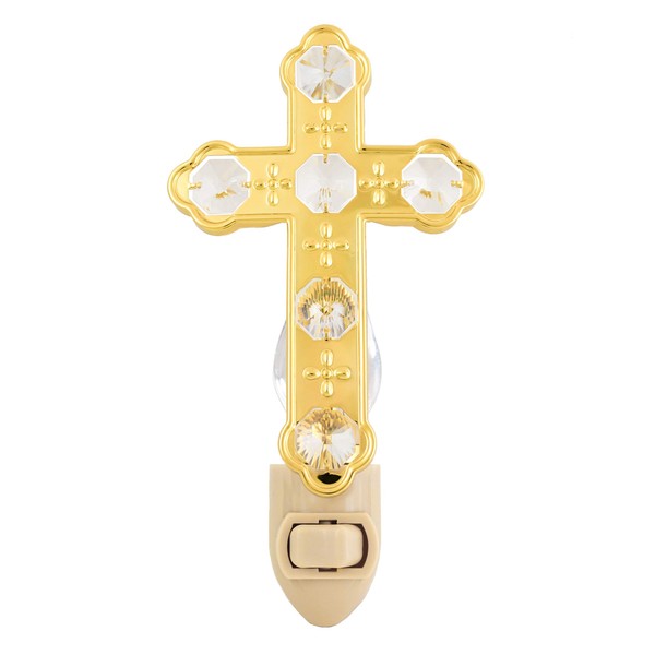 24k Gold Cross Night Light - Clear Mascot Crystal