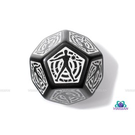 Hit Location Die | Giant (30mm) 12-Sided Random Body-Part Generator Die (1) | Acrylic Die - Color: Eclipse (Black & White)