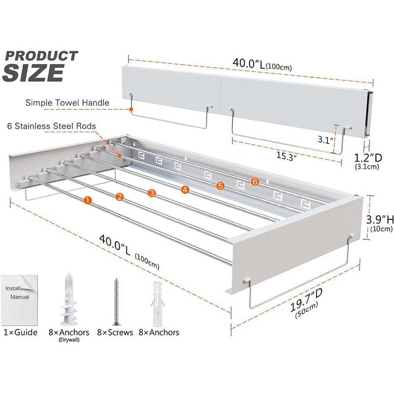 dainslef Wall Mounted Clothes Drying Rack Folding Indoor, Foldable Laundry