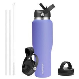 HYDROWION Water Bottle Stainless Steel,Vacuum Insulated Leak Proof Tumbler 32oz with Straw Lid, Spout Lid and Flex Cap(Cold for 48 Hrs, Hot for 24 Hrs), Fit in Any Car Cup Holder, Purple