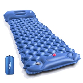 Air Mat, Camping Mat, Foot Type (2024 Newly Developed & Inflates in 25 Seconds), Includes Pillow, Outdoor Mat, Disaster Prevention, Mat Pact Sleeping Bag, R Value 4.0, Thick, Waterproof, Tide