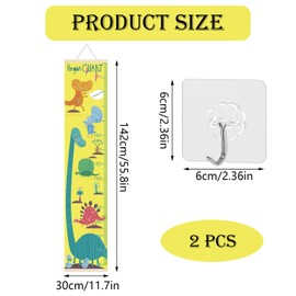Height Chart for Kids, Kids Height Wall Chart for Children Growth Tracking, Pine Wood Dinosaur Themed Nursery and Classroom Decoration, 20 x 140 cm