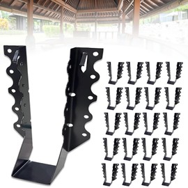 20 PCS 2x8 Joist Hanger,Black Powder-Coated,18 Gauge Galvanizing Face Mount,for Rafter Hurricane Ties Joist Hangers, Tie Brackets for Floor Deck and Ceiling Trusses (2"x 8", 20PCS)
