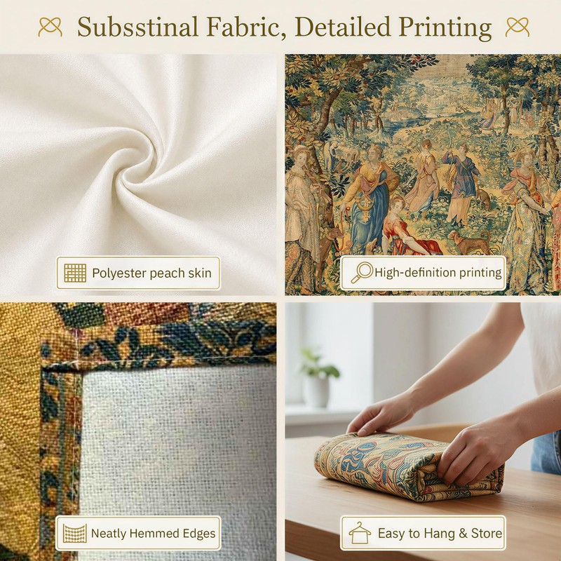 Medieval Tapestry Wall Hanging Renaissance Court Scene Wall Art