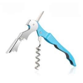 Novotend - Sacacorchos 3 en 1, Destapador de Vino 3 en 1, Destapador de Cerveza, Saca Corcho y Cortador, Sacacorchos para Vinos de Acero Inoxidable, Regalo para Hombre. (Azul)