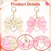 Neptniopllab 2PCS Bow Keychain Beige+Pink Ruffle Bow Keychain Heart Pearl