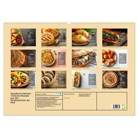Streetfood Kalender - Einfache Rezepte aus den Straßenküchen der Welt (Wandkalender 2025 DIN A2 quer), CALVENDO Monatskalender