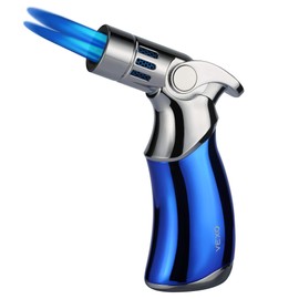 VEXO-Mini4 Torch Lighter Quad 4 Jet Flame Windproof Butane Refill Portable Lighter for Grill BBQ Candle Camping, Gift Idea (Butane NOT Included) (Blue)