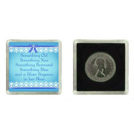 Lucky Sixpence for the Bride to be. A Traditional Keepsake Coin for her Wedding Day Shoe. Something Old, New, Borrowed, Blue sixpence. Includes Clear keepsake box.