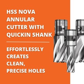 Slugger by Fein HSS Nova Annular Cutter with QuickIn Shank for Precision Drilling - High-Durability Steel, 1" Cutting Depth, 7/8" Bore Diameter - 63133222001
